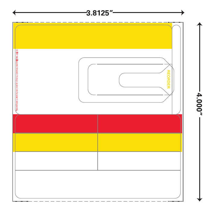 BLANK - DIE C955 - DIRECT THERMAL LABEL - W/REORDER TAB - 1250 LABELS/ROLL