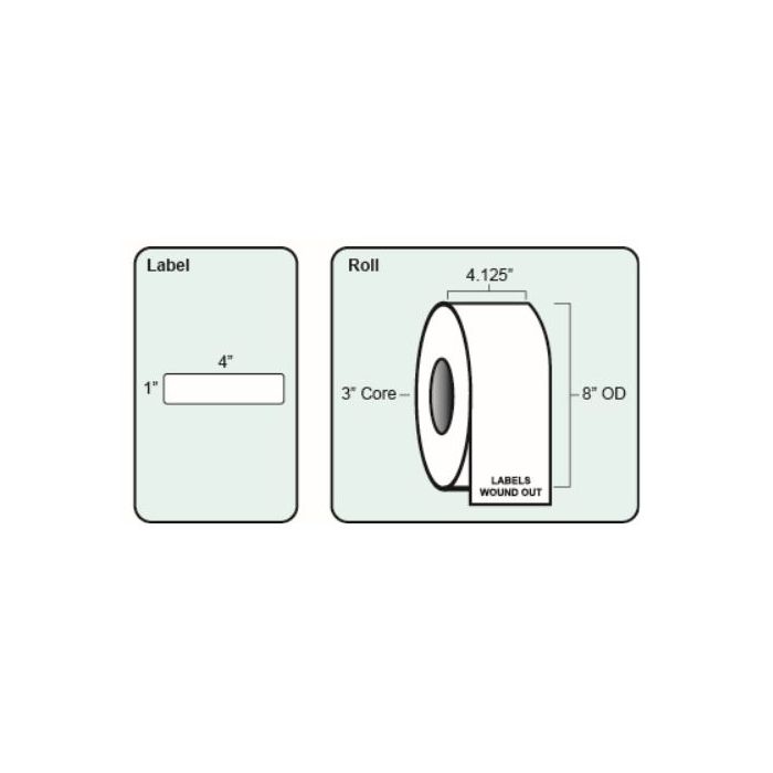 BLANK - DIRECT THERMAL LABEL - 4 X 1 - 4 ROLLS/CASE - DT41-3PA