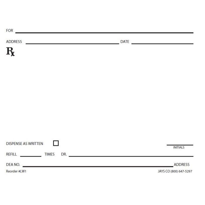 RX PAD - STOCK BLANK - 100 SHEETS/PAD, 10 PADS/PACK - LW1