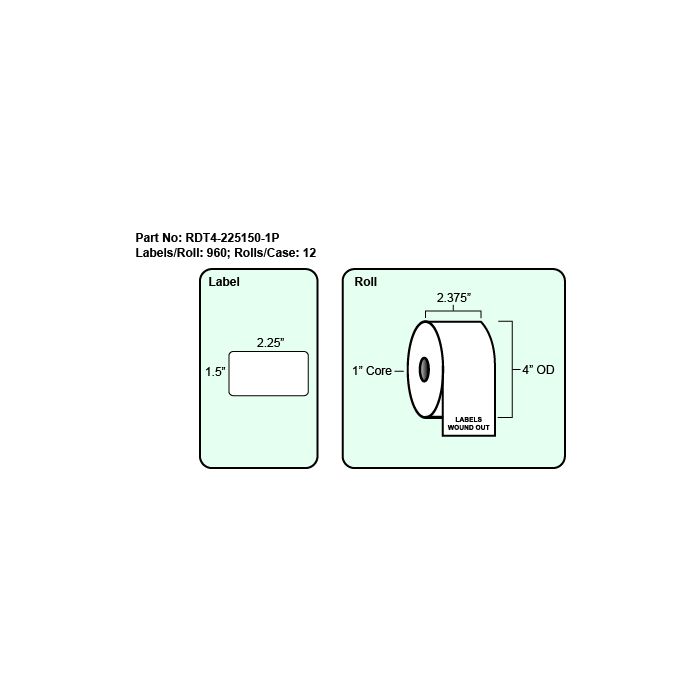RDT4-225150-1P LABEL DIRECT THERMAL - RDT4-225150-1P