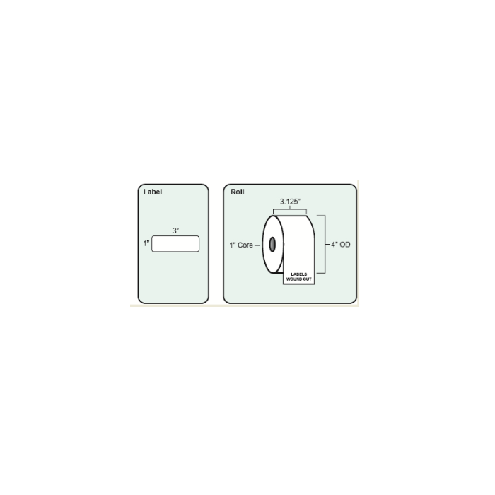 BLANK - DIRECT THERMAL LABEL - 3 X 1 - 12 ROLLS/CASE - RDT4311P-ADL