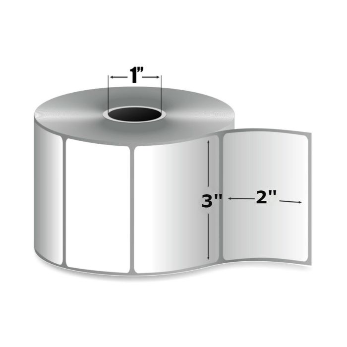 BLANK - DIRECT THERMAL LABEL - 3 X 2 - 12 ROLLS/CASE - RDT4-3X2DT