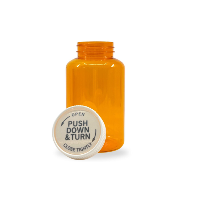 SECURE MAGA VIAL - WITH DUAL PURPOSE CAP - AMBER - 90 DRAM