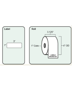 BLANK - DIRECT THERMAL LABEL - 3 X 1 - 12 ROLLS/CASE - RDT4311P-ADL