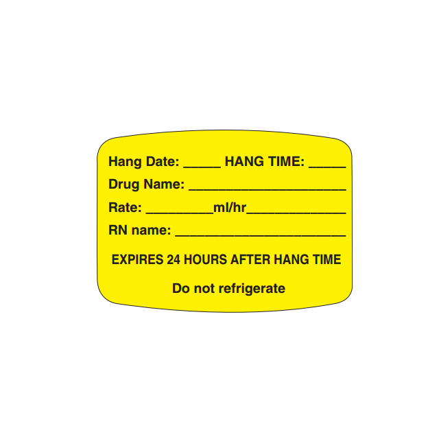 AUXILIARY LABEL - 2-5/8" X 2" - HANG DATE/HANG TIME/DRUG NAME - 1364HDHT