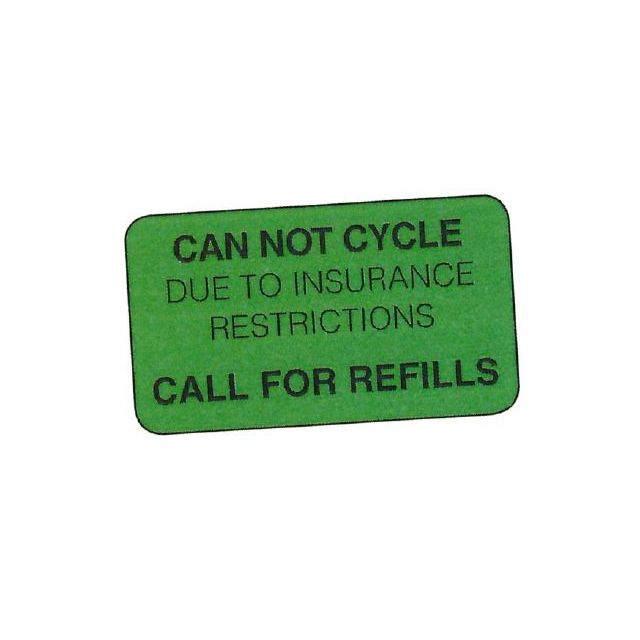 AUXILIARY LABEL - 1-3/4 X 1 - CAN NOT CYCLE - 1720-PM9-CYCLE