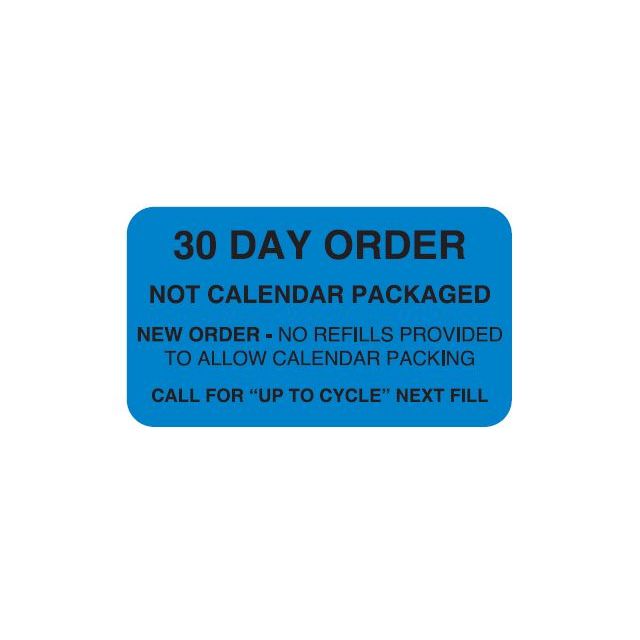 AUXILIARY LABEL - 1-3/4" X 1" - 30 DAY ORDER - 1720PM9NOTCAL30