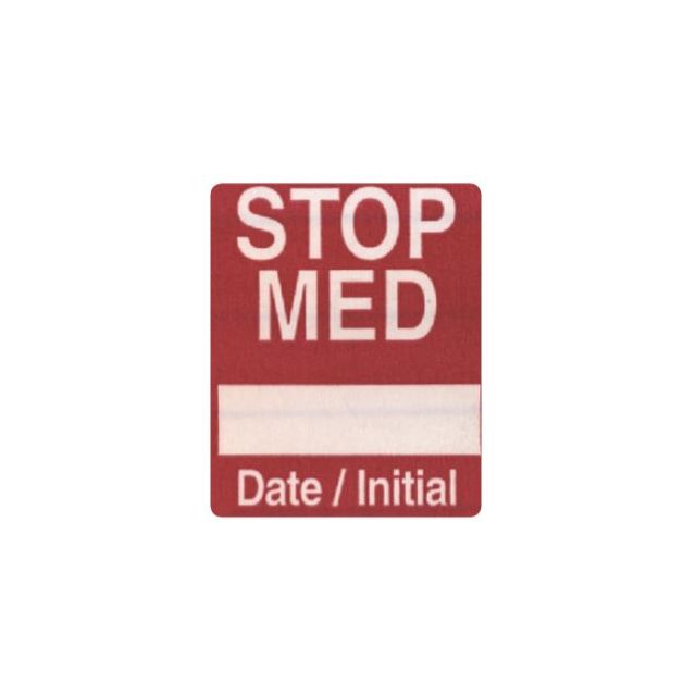 WARNING LABEL - 1-1/4 X 1 - STOP MED DATE/INITIAL - P-STOP