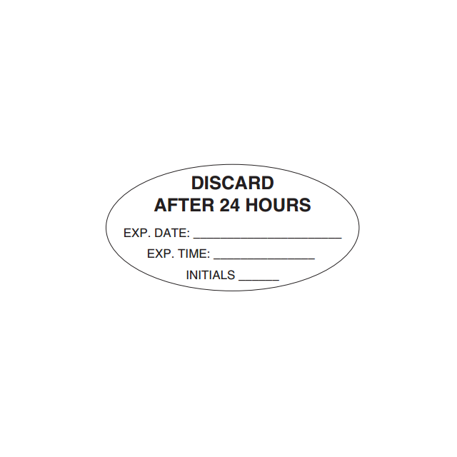 AUXILIARY LABEL - 2-1/2" X 1-1/4" OVAL - DISCARD AFTER 24 HOURS - PM18DISCARD