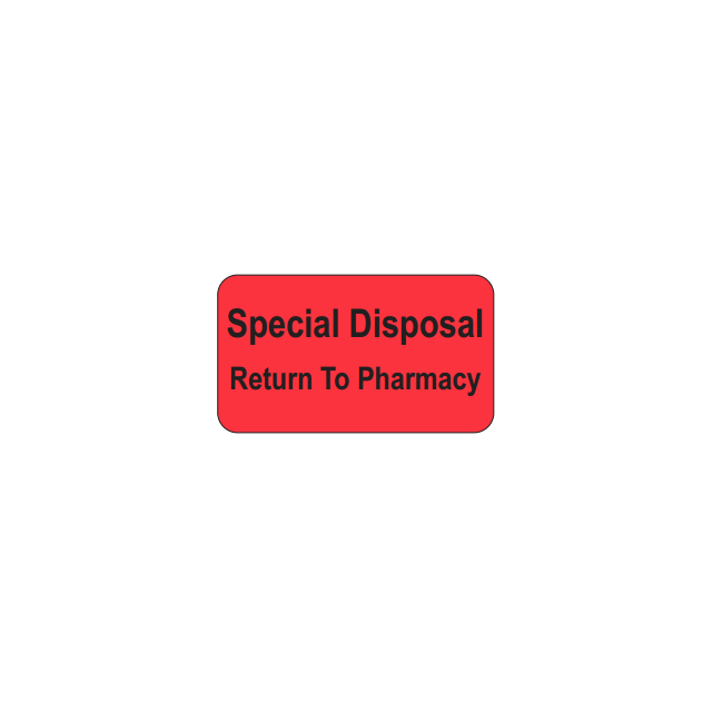 AUXILIARY LABEL PM9  - 1-3/4" X 1" - SPECIAL DISPOSAL RED - PM9SDRTP