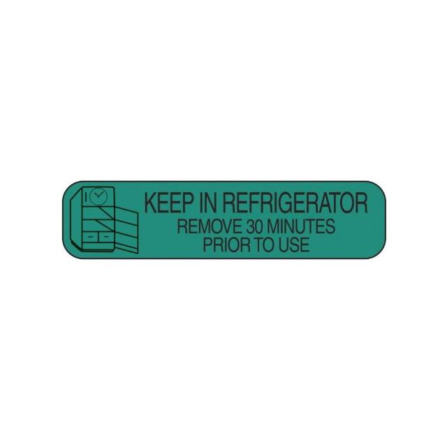 WARNING LABEL 1-9/16 X 3/8 KEEP IN REFRIGERATOR REMOVE 30 MINUTES PRIOR TO USE - 1392