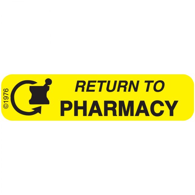 WARNING LABEL - 1-9/16 X 3/8 RETURN TO PHARMACY - 156