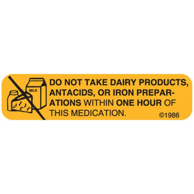 WARNING LABEL 1-9/16 X 3/8 DO NOT TAKE DAIRY - 4X