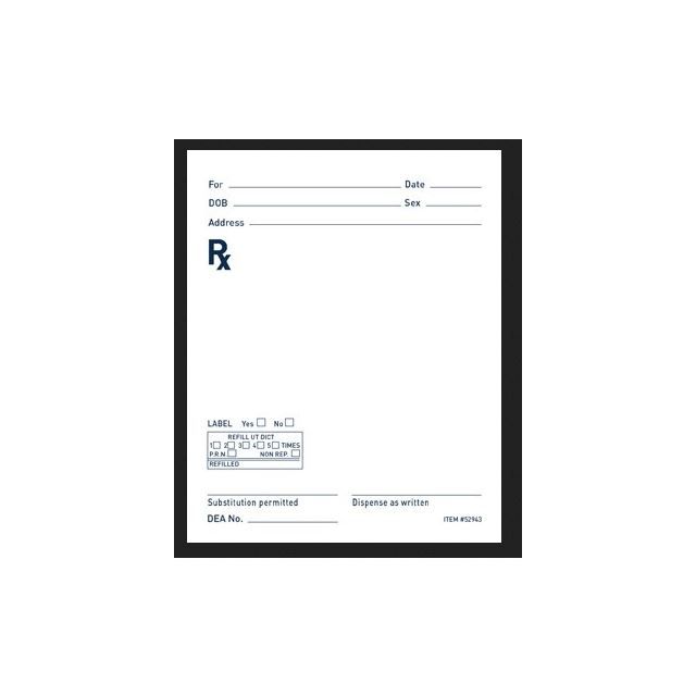 52943 VERTICAL STOCK PRESCRIPTION PADS - AP52943