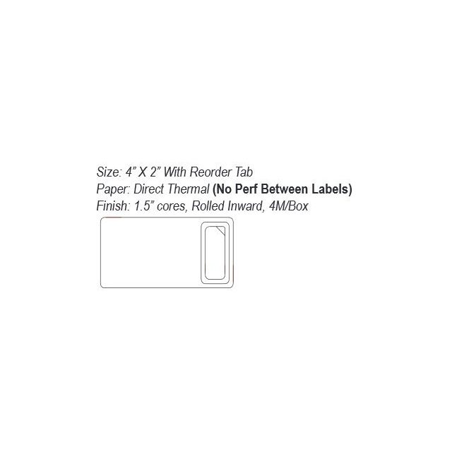 DOSIS 4 X 2  DIRECT THERMAL LABELS WITH REORDER TAB - DOSIS-52-J