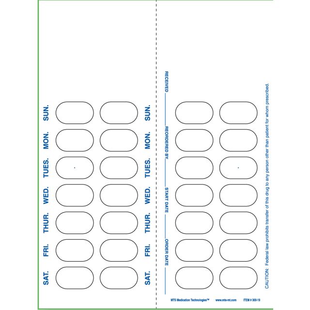 300-19 14 DAY HEAT SEAL PILL CARD - J300-19