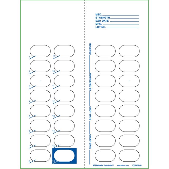 300-36 16 CT HEAT SEAL PILL CARDS - J300-36