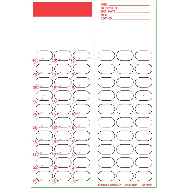 300-67 MINI 30-DAY HEAT SEAL PUNCH CARDS - J300-67