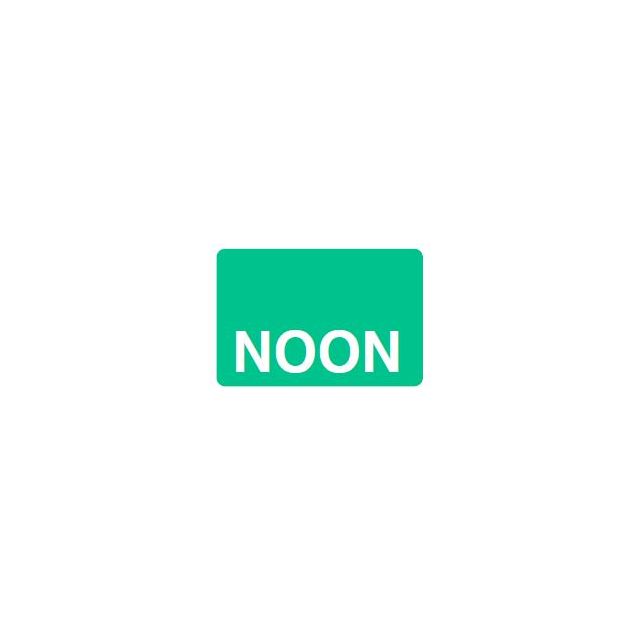 NOON REVERSE PRINT WHITE ON GREEN 15 X 1 - MTNOON-GREEN1C