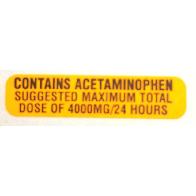 WARNING LABEL 1-9/16 X 3/8 - CONTAINS ACETAMINOPHEN 4000MG - P-ACE