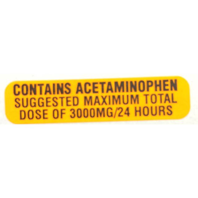 WARNING LABEL 1-9/16 X 3/8 - CONTAINS ACETAMINOPHEN 3000MG - P-ACE3