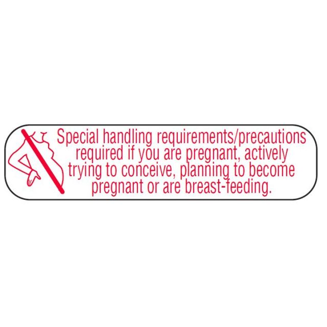 WARNING LABEL 1-9/16 X 3/8 - SPECIAL HANDLING PREGNANT - P-PREGSH