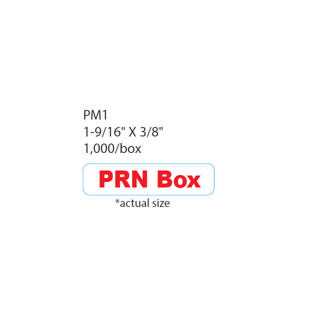 AUXILIARY LABEL - 1-9/16” X 3/8” - PRN BOX - PM1PRN BOX