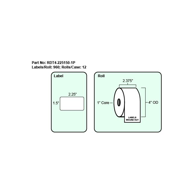 RDT4-225150-1P LABEL DIRECT THERMAL - RDT4-225150-1P