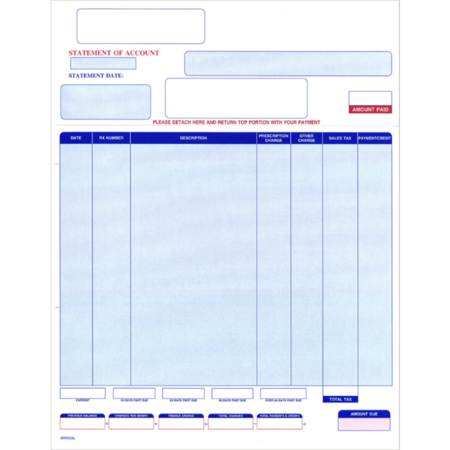 LASER STATEMENTS FOR RX 30 SYSTEM - 500/PACK - STATEONRX30-J