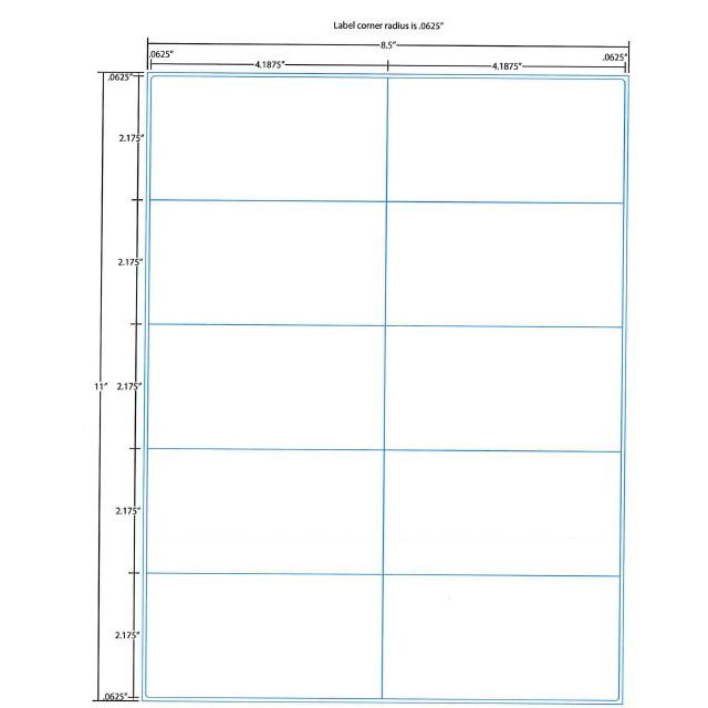 BLANK 10-UP SYNMED LASER MEDSHEET LABEL 8-1/2 X 11 - 1000/CASE - SYN10UP-J