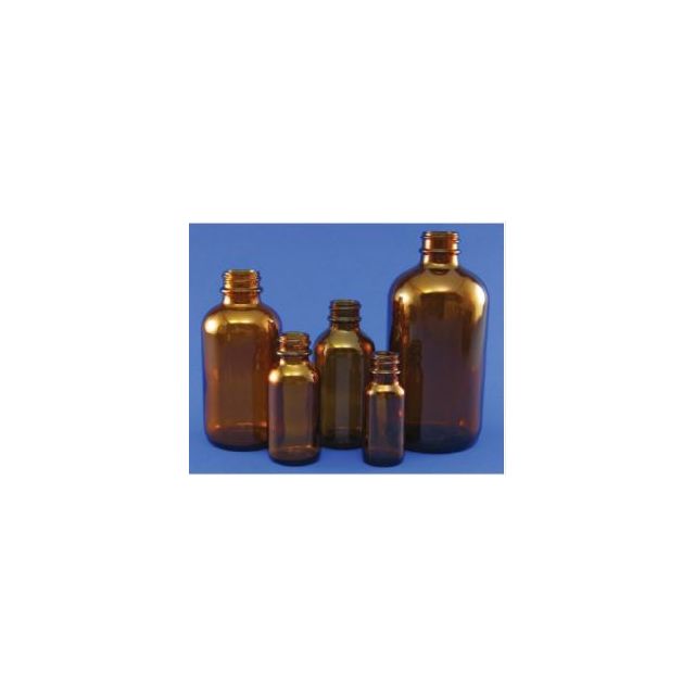 BOSTON ROUND AMBER GLASS BOTTLES 8 OZ/250 ML - 96/PACK - TRX7555-J