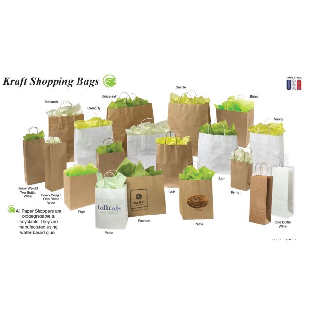 13X7X17 MONARCH WHITE KRAFT HANDLED SHOPPING BAG - SH-MOWK