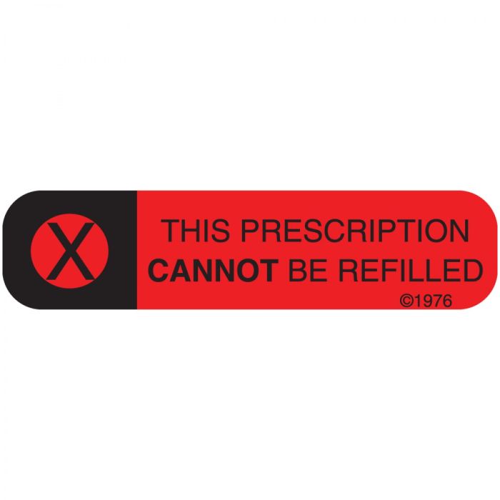 WARNING LABEL - 1-9/16 X 3/8 - THIS PRESCRIPTION CANNOT BE REFILLED - 127