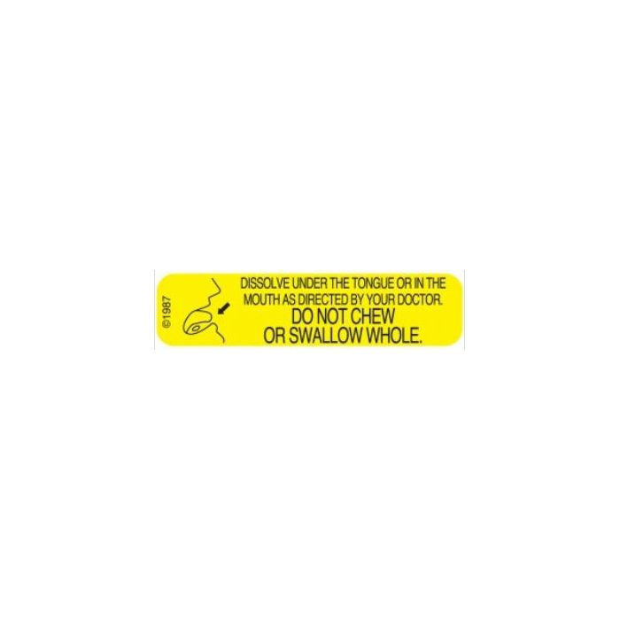 WARNING LABEL - 1-9/16 X 3/8 - DISSOLVE UNDER THE TONGUE - 1329