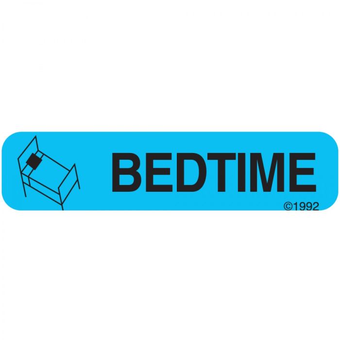 WARNING LABEL - 1-9/16 X 3/8 - BLUE - BEDTIME - 1348