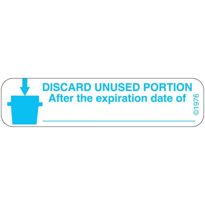 WARNING LABEL - 1-9/16 X 3/8 - DISCARD UNUSED PORTION - 135