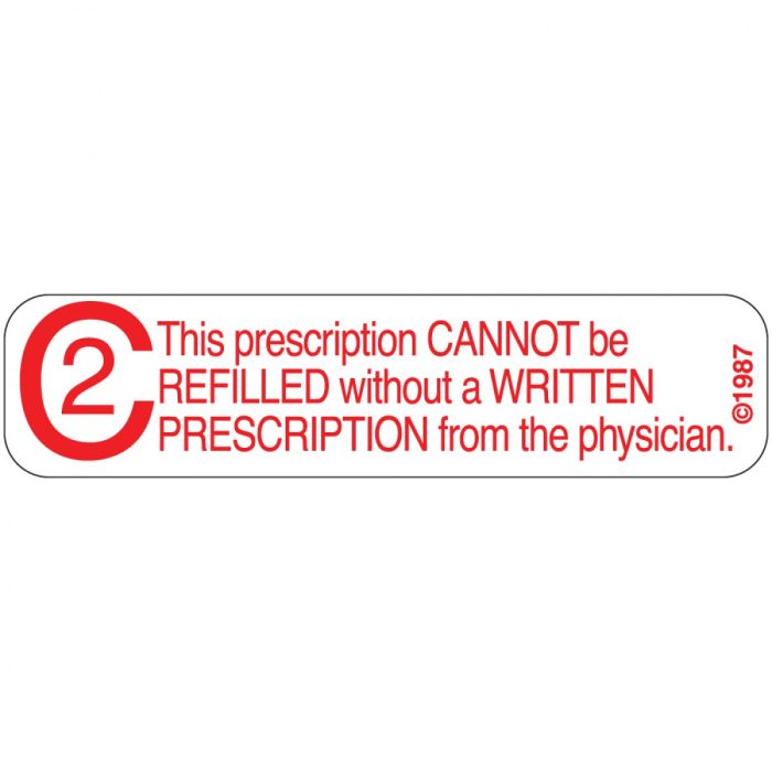 WARNING LABEL - 1-9/16 X 3/8 - C2 THIS PRESCRIPTION - 1363