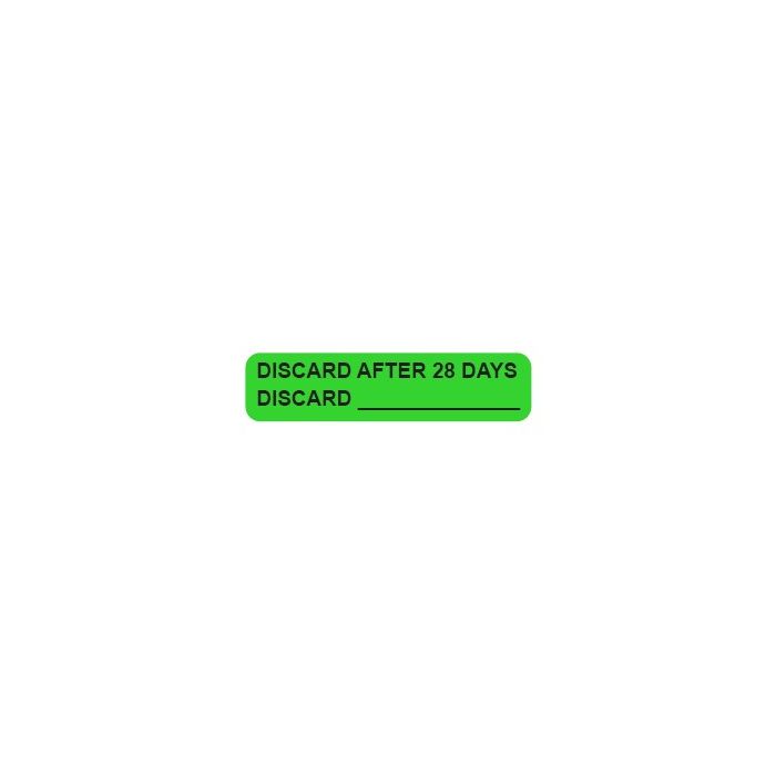 WARNING LABEL - 1-9/16 X 3/8 - DISCARD AFTER 28 DAYS - DISCARD________