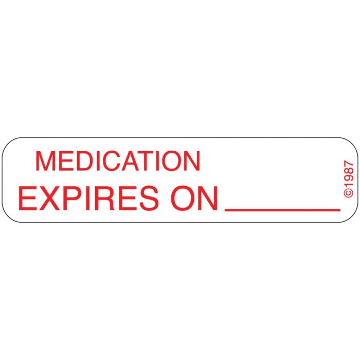 WARNING LABEL - 1-9/16 X 3/8 - MEDICATION EXPIRES ON _____ - 1590