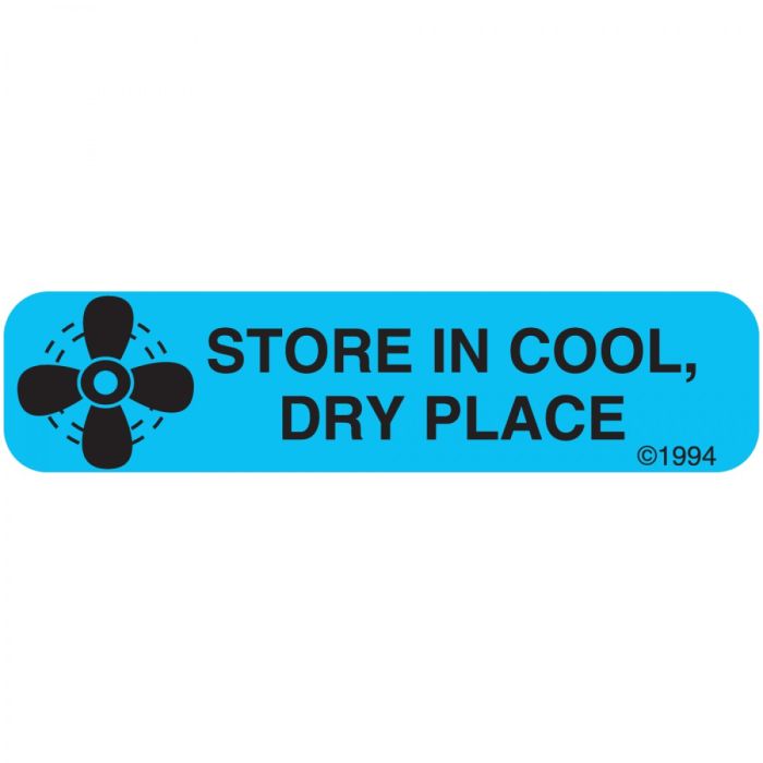 WARNING LABEL - 1-9/16 X 3/8 - STORE IN COOL DRY PLACE - 1668