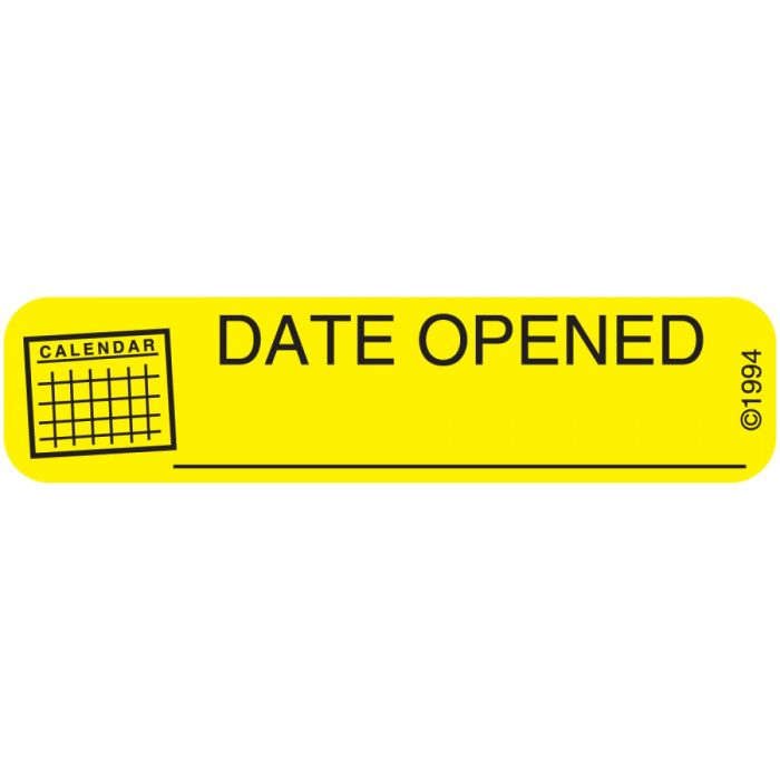 WARNING LABEL - 1-9/16 X 3/8 - DATE OPENED - 1672