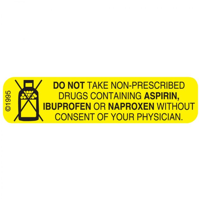 WARNING LABEL - 1-9/16 X 3/8 - DO NOT TAKE NON-PRESCRIBED DRUGS