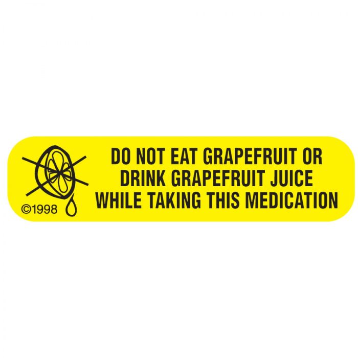 WARNING LABEL - 1-9/16 X 3/8 - DO NOT EAT GRAPEFRUIT - 1690