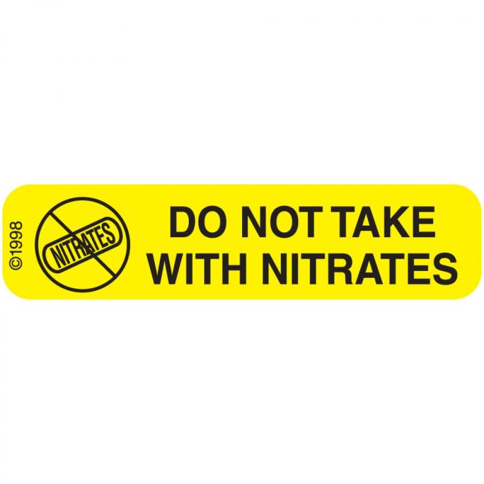 WARNING LABEL - 1-9/16 X 3/8 - DO NOT TAKE WITH NITRATES - 1691