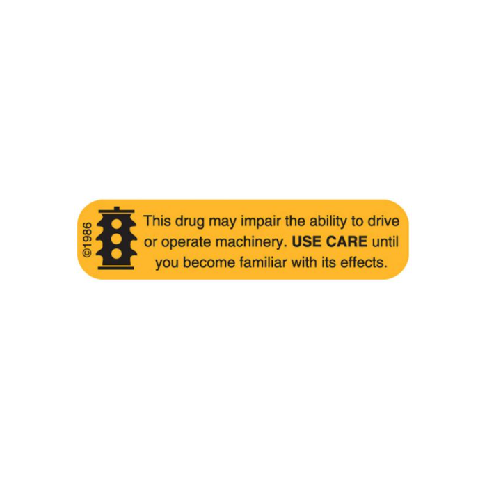 WARNING LABEL - 1-9/16 X 3/8 -THIS DRUG MAY IMPAIR