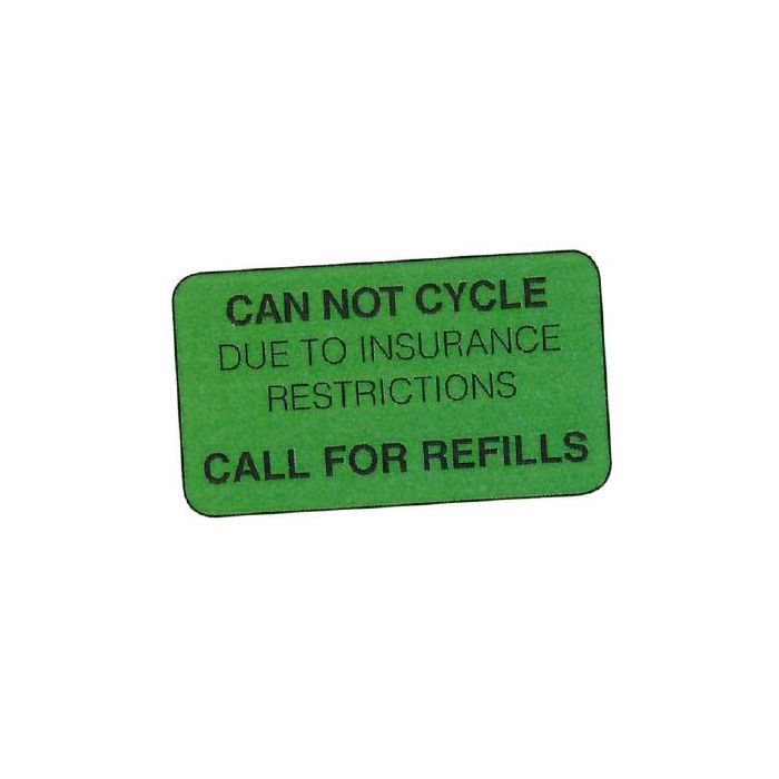 WARNING LABEL - 1-3/4 X 1 - CAN NOT CYCLE - 1720-PM9-CYCLE