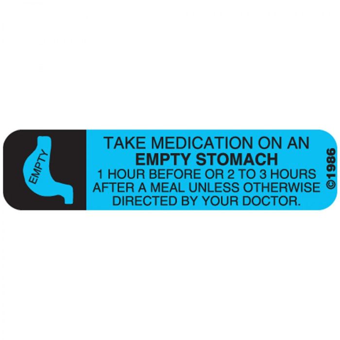 WARNING LABEL - 1-9/16 X 3/8 - TAKE MEDICATION ON - 3W