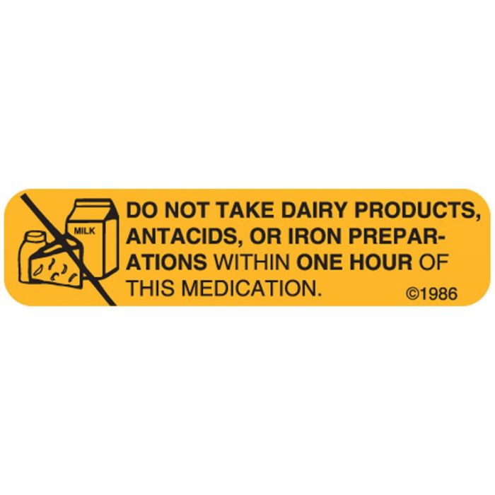 WARNING LABEL - 1-9/16 X 3/8 - DO NOT TAKE DAIRY - 4X