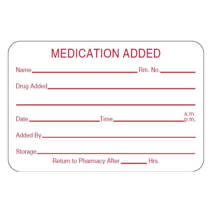 WARNING LABEL - MEDICATION ADDED - 3 X 2
