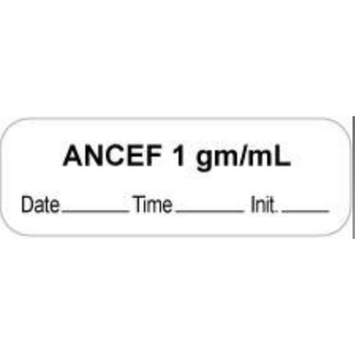 ANESTHESIA LABEL - 1-1/2 X 1/2 - ANCEF 1 gm/mL
